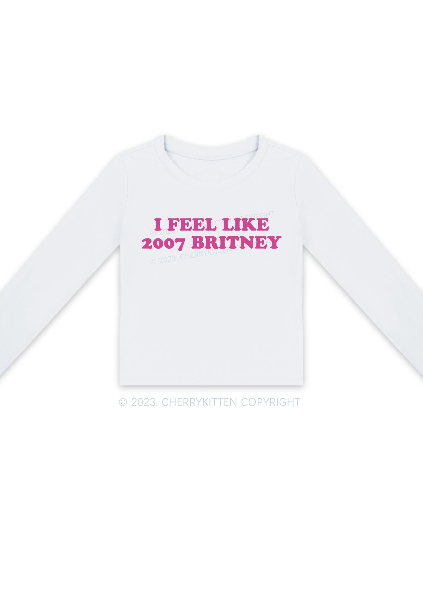 I Feel Like 2007 Britney Long Sleeve Crop Top Cherrykitten