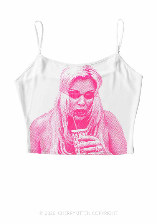 Pink Pixel JC On White Y2K Mesh Cami Tank Cherrykitten