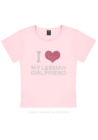 Rhinestone I Love My Lesbian GF Pride Y2K Baby Tee Cherrykitten