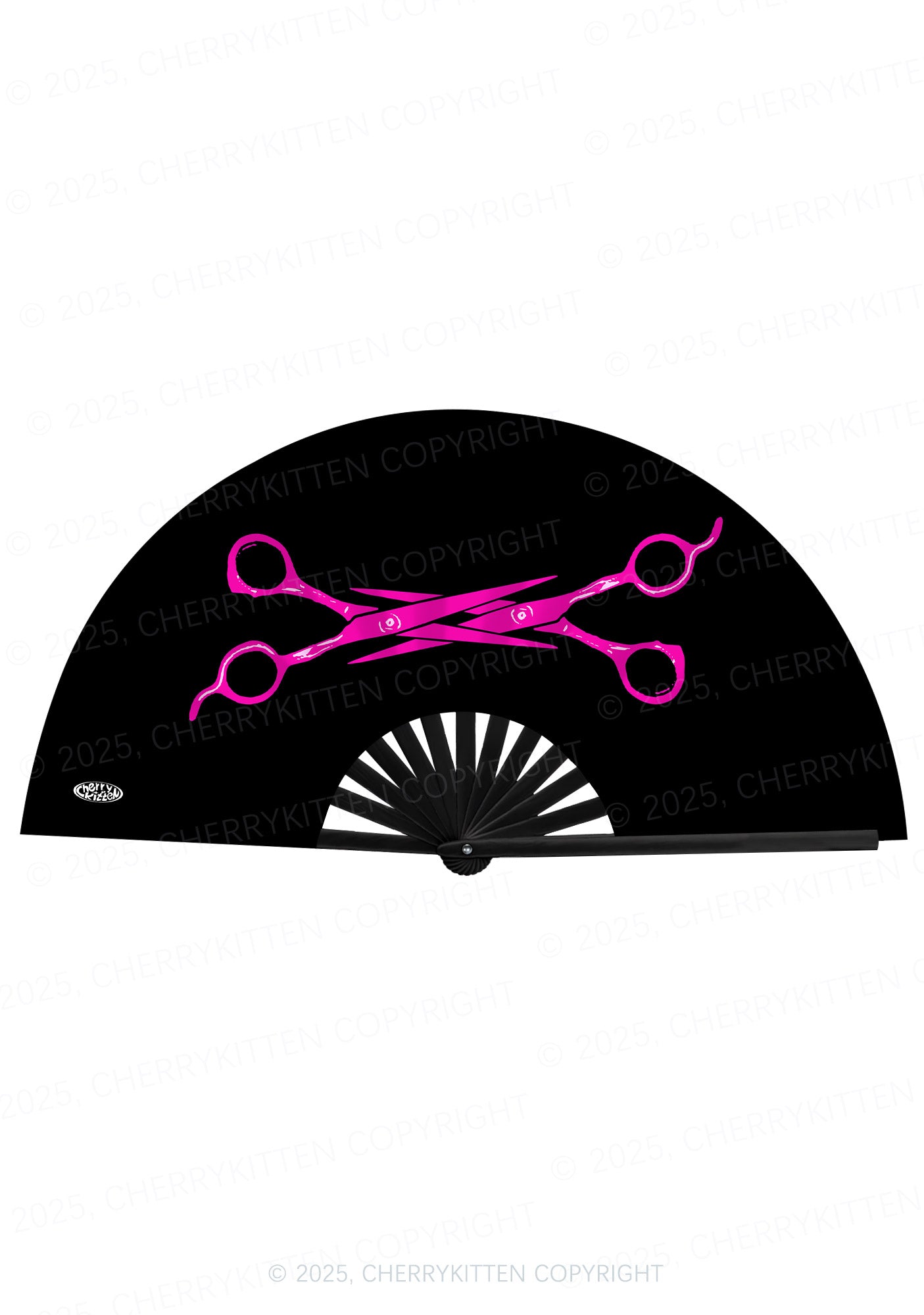 Pink Scissors Pride Y2K Rave Hand Fan Cherrykitten