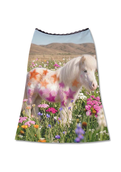 Lesbian Stars Pony Pride Y2K Print Midi Skirt Cherrykitten