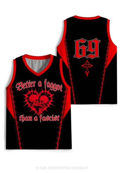 Red Better A Faggot Than A Fascist Pride Y2K Sport Jersey Tank Cherrykitten