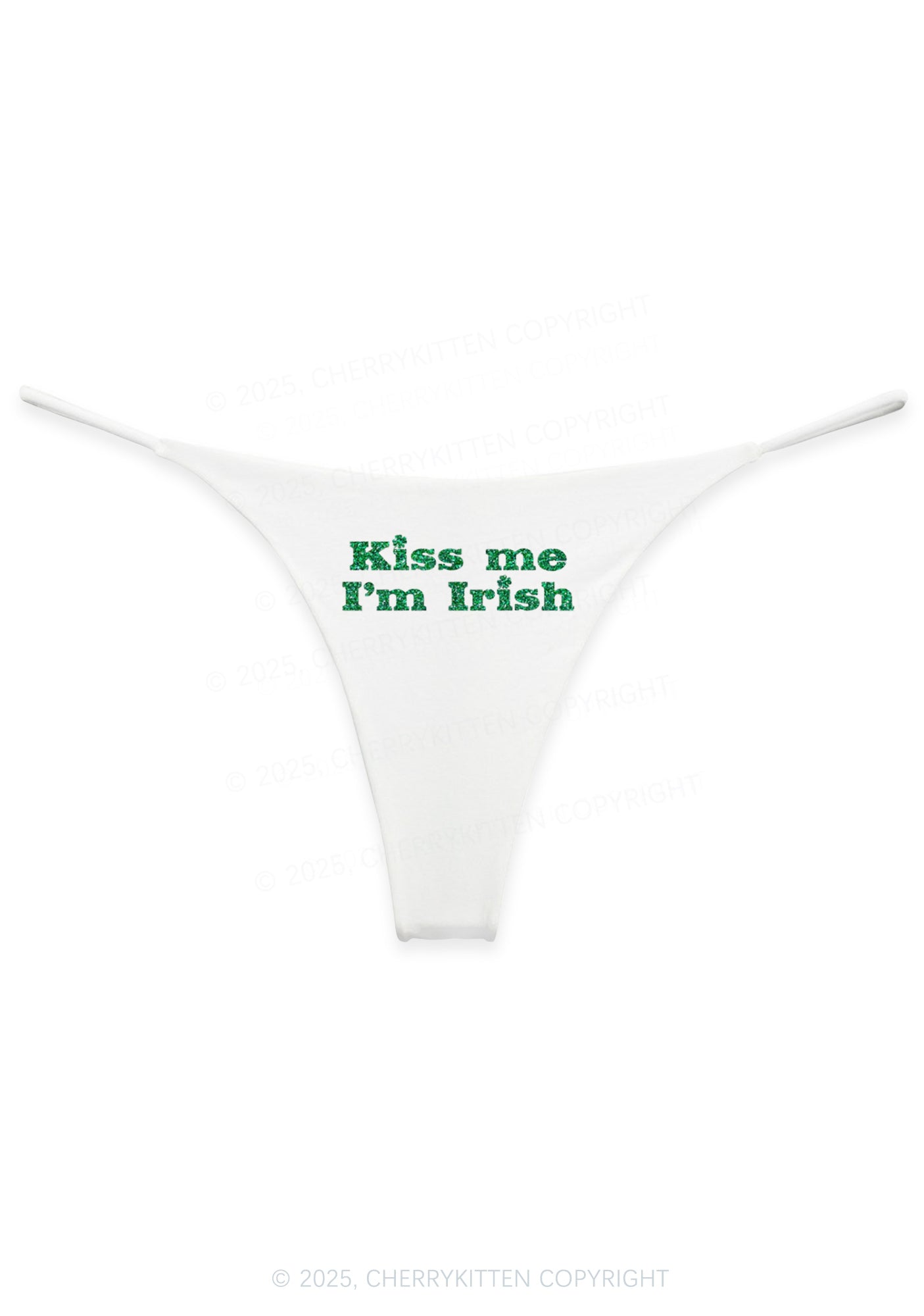 Glitter Kiss Me St Patricks Y2K Bikini String Thong Cherrykitten