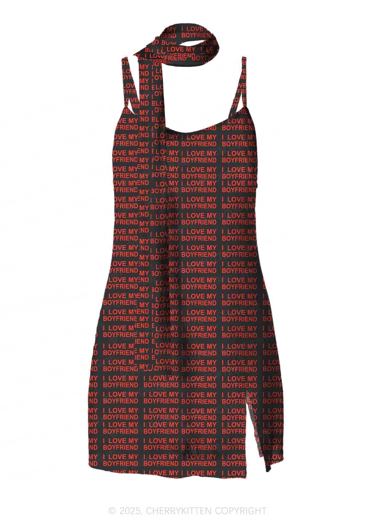 I Love My Boyfriend Y2K Mesh Slip Dress Cherrykitten