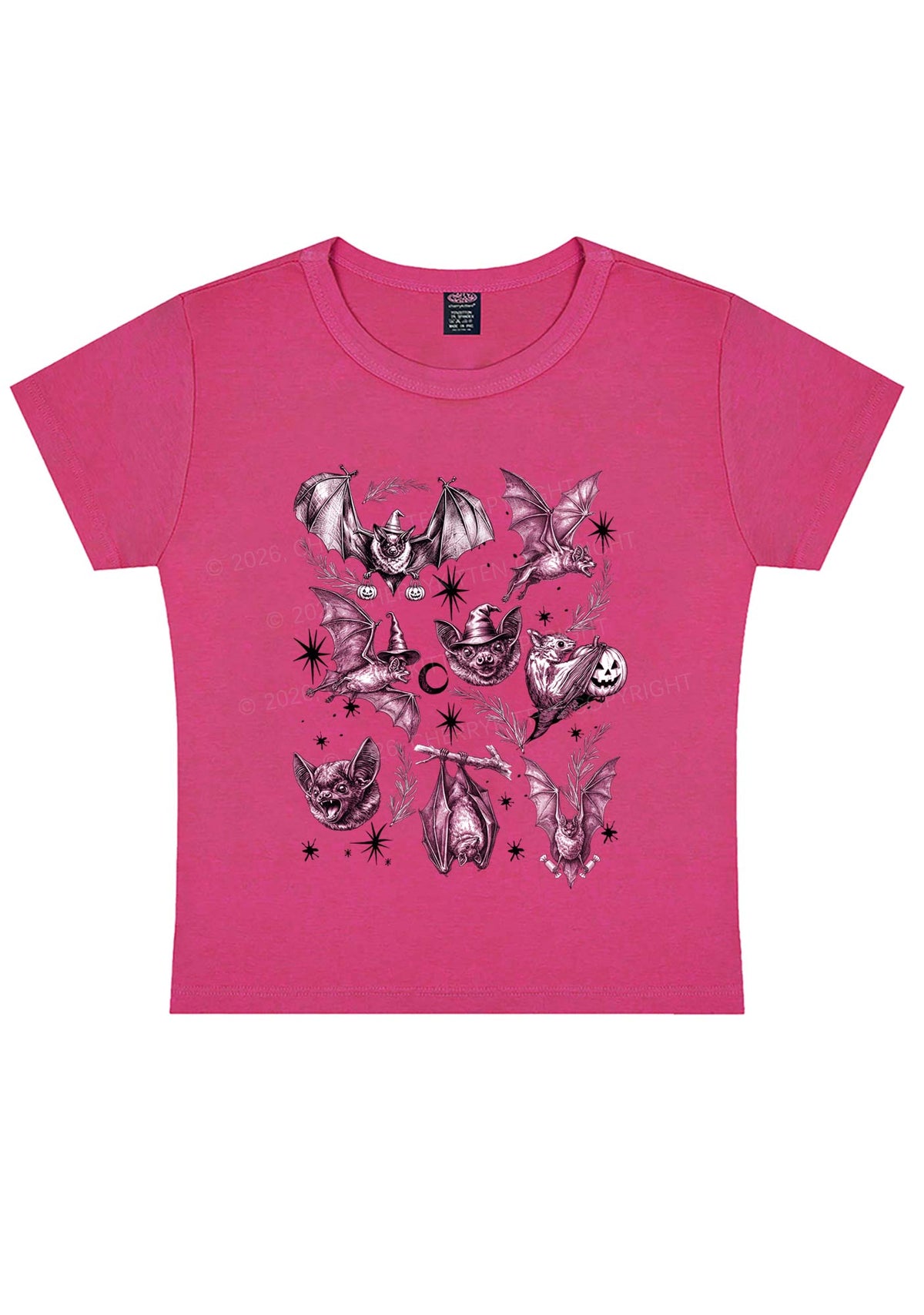 Halloween Bat Wizard Hat Y2K Baby Tee Cherrykitten