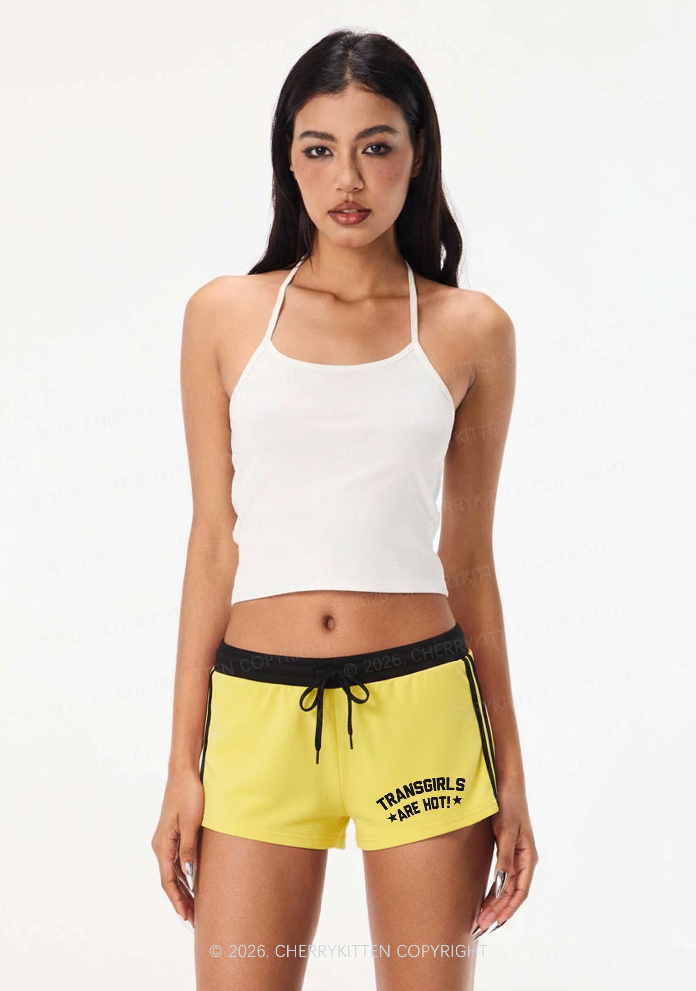 Transgirls Are Hot Pride Y2K Drawstring Mini Shorts Cherrykitten