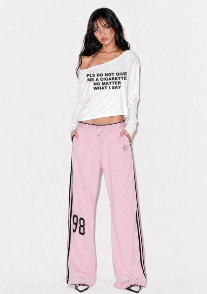 Dont Give Me Cigarette Y2K Off Shoulder Long Sleeve Crop Top Cherrykitten