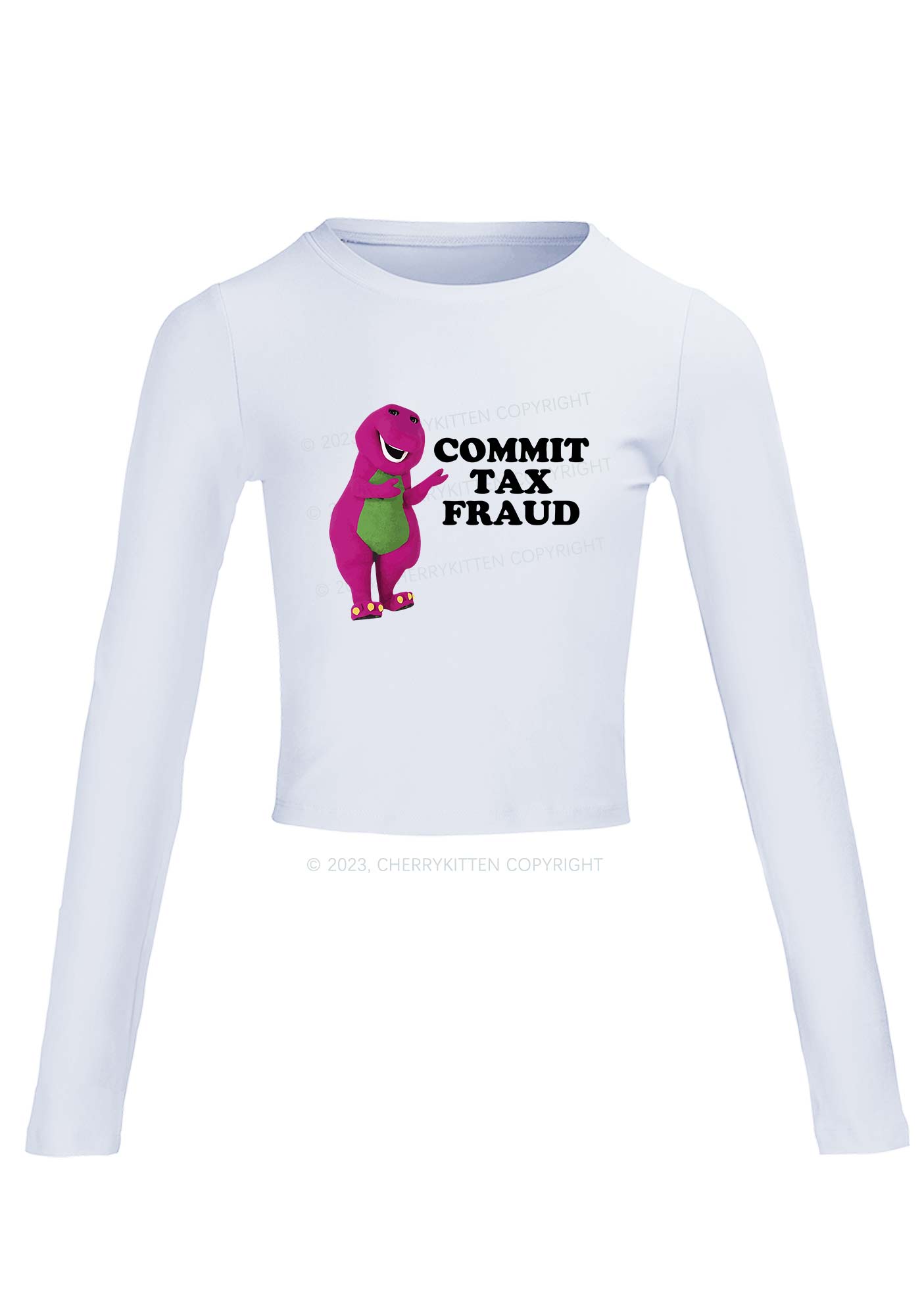 Commit Tax Fraud Long Sleeve Crop Top Cherrykitten