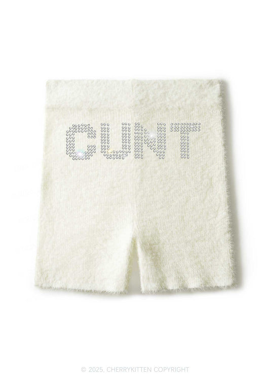 Rhinestone Cxxt Y2K Fluffy Shorts Cherrykitten