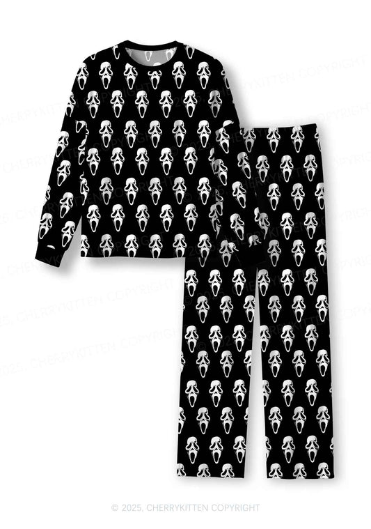 Halloween Spooky Ghost Y2K Print Long Sleeve Pajama Set Cherrykitten