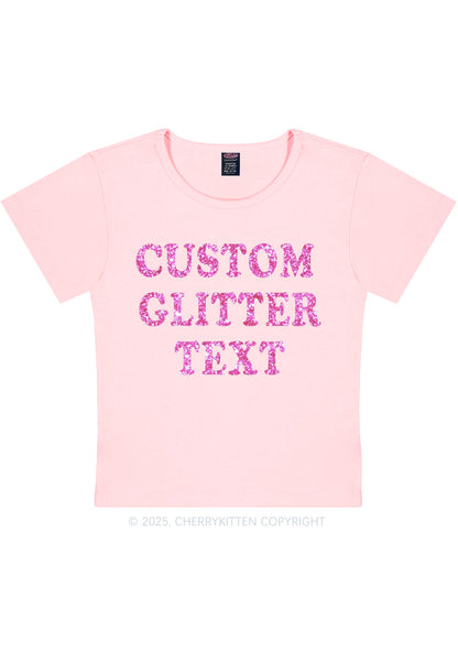 Custom Text Glitter Y2K Baby Tee Cherrykitten