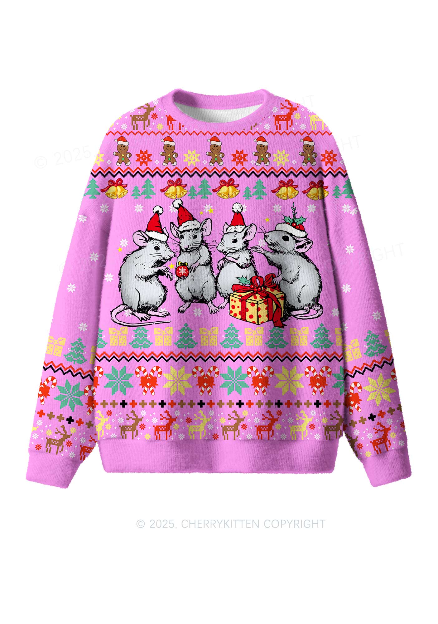 Four Rats Y2K Christmas Knit Sweatshirt Cherrykitten