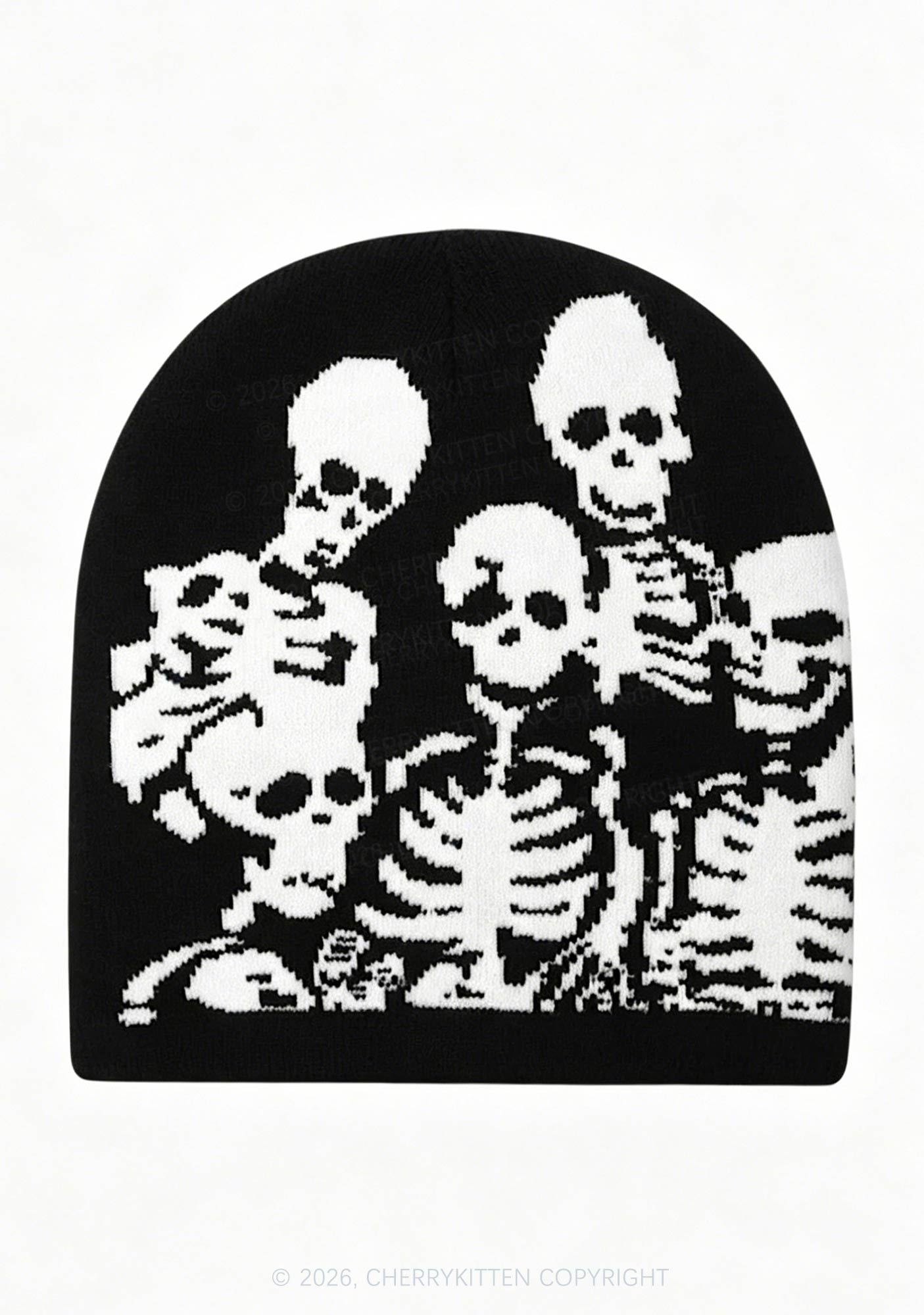 Retro Skull Y2K Knitted Hat Cherrykitten