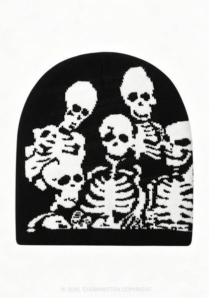 Retro Skull Y2K Knitted Hat Cherrykitten