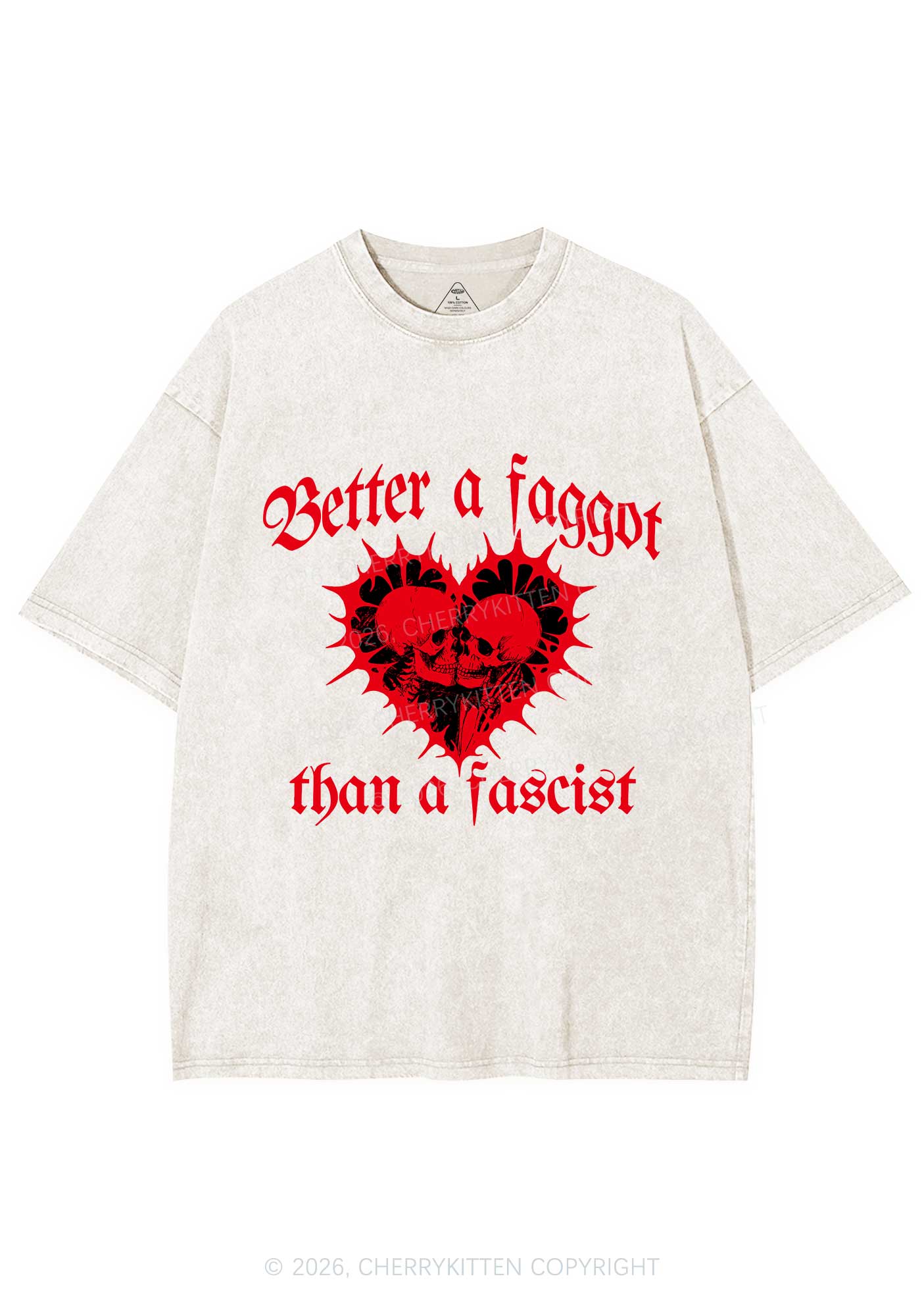 Better Faggot Than Fascist Pride Y2K Shirts Washed Tee Cherrykitten