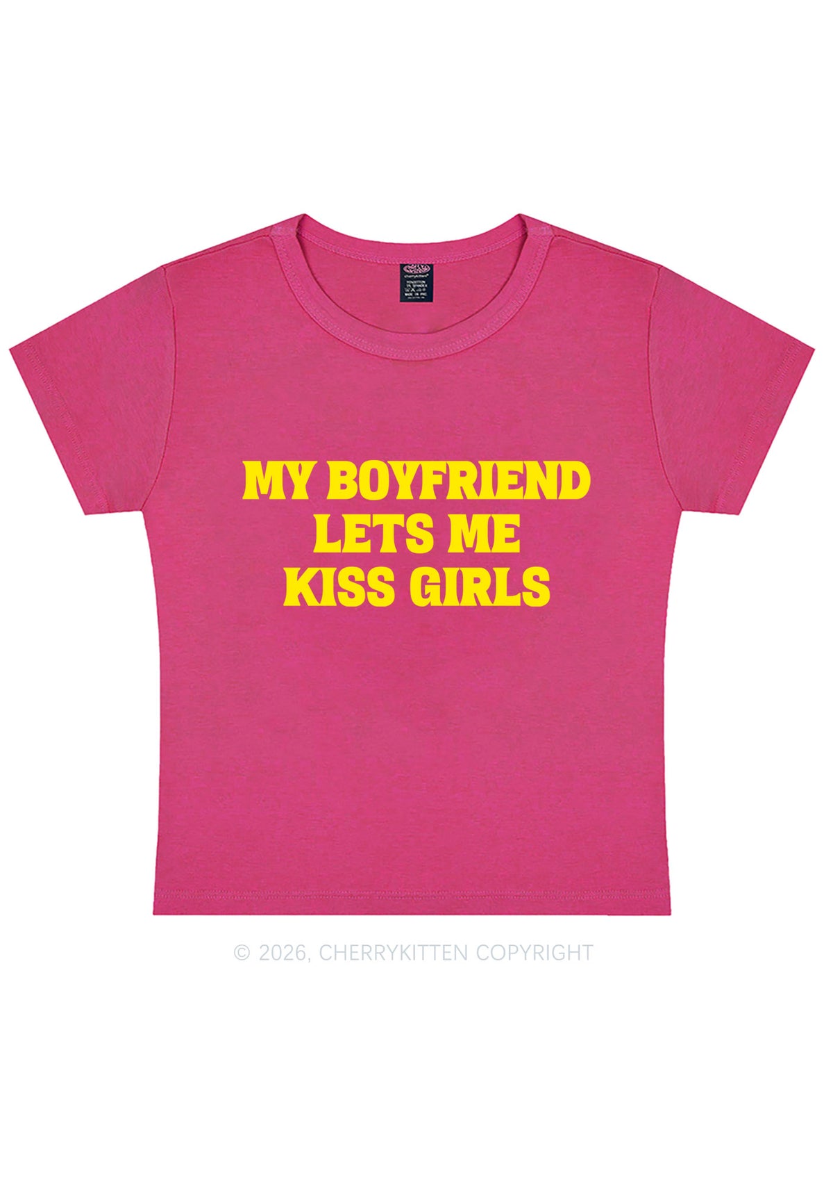 BF Lets Me Kiss Girls Y2K Baby Tee Cherrykitten