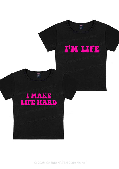 I Make Life Hard Y2K Valentine's Day Baby Tee Cherrykitten