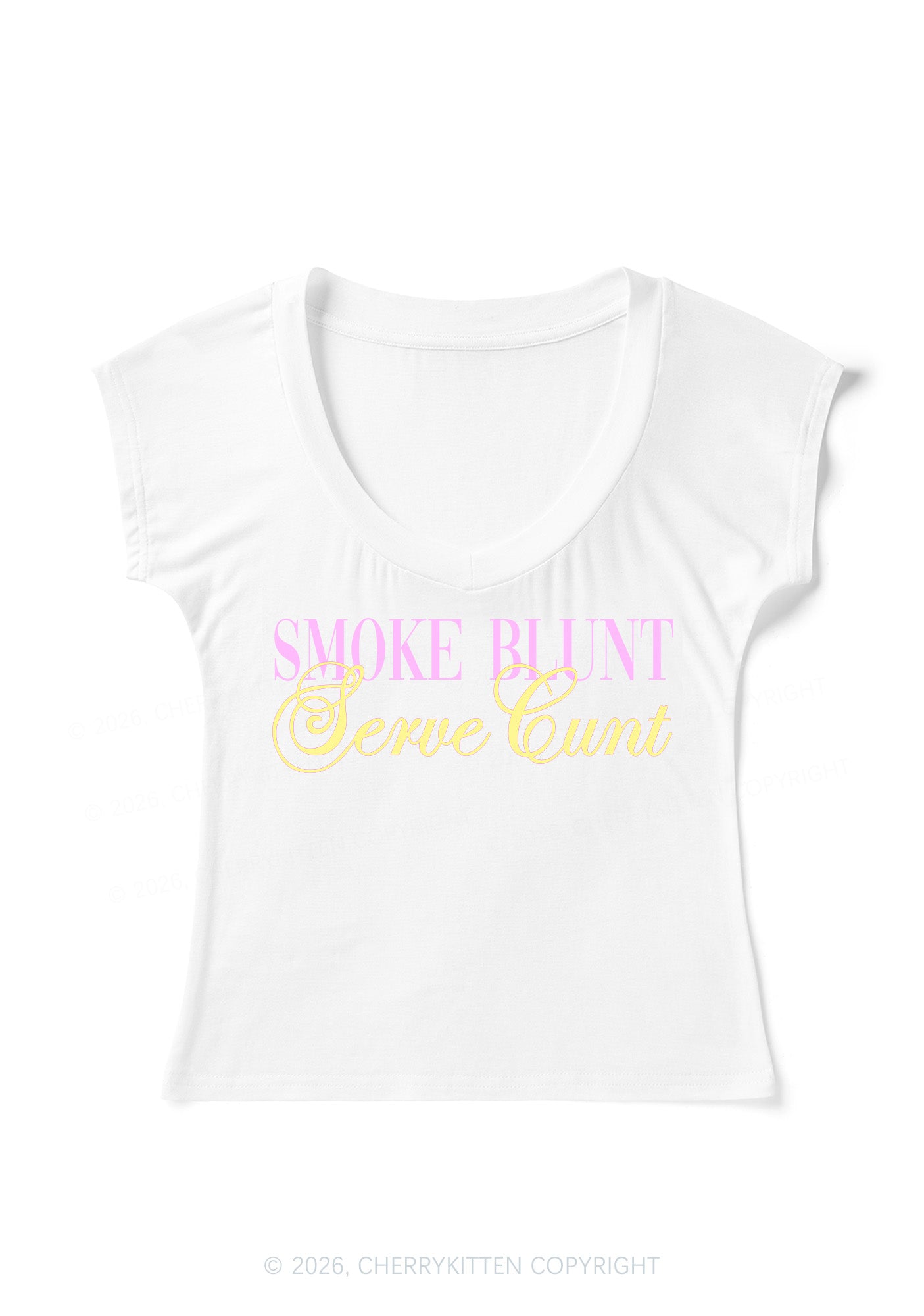 Smoke Blunt Y2K V Neck T Shirts Cherrykitten