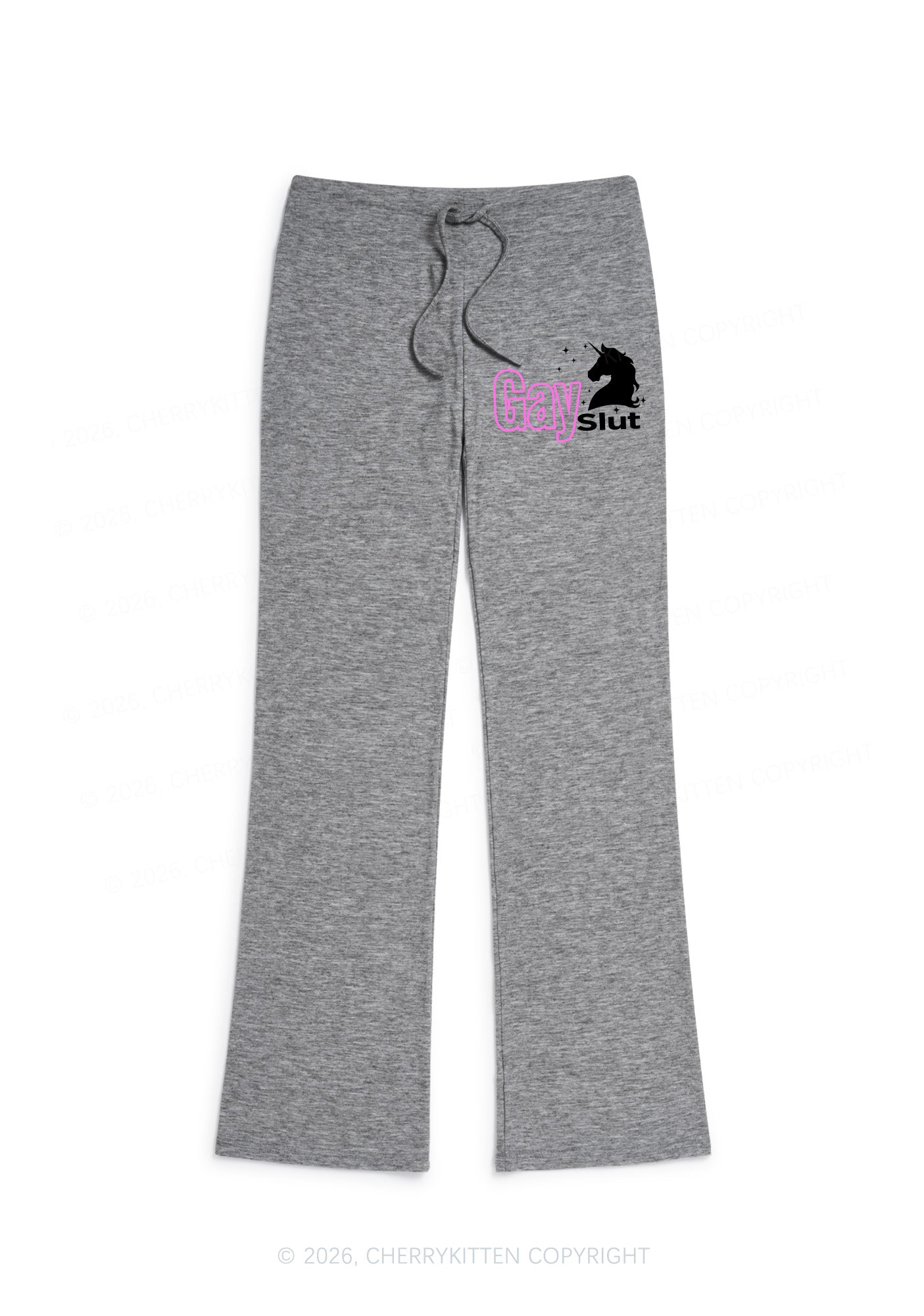 Gay Slxt Unicorn Pride Y2K Low Rise Drawstring Flare Pants Cherrykitten