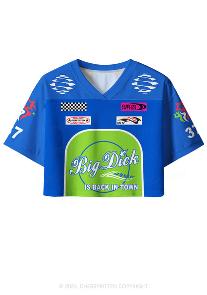 Custom Blue Big Back Town Y2K Crop Sport Jersey Shirts Cherrykitten