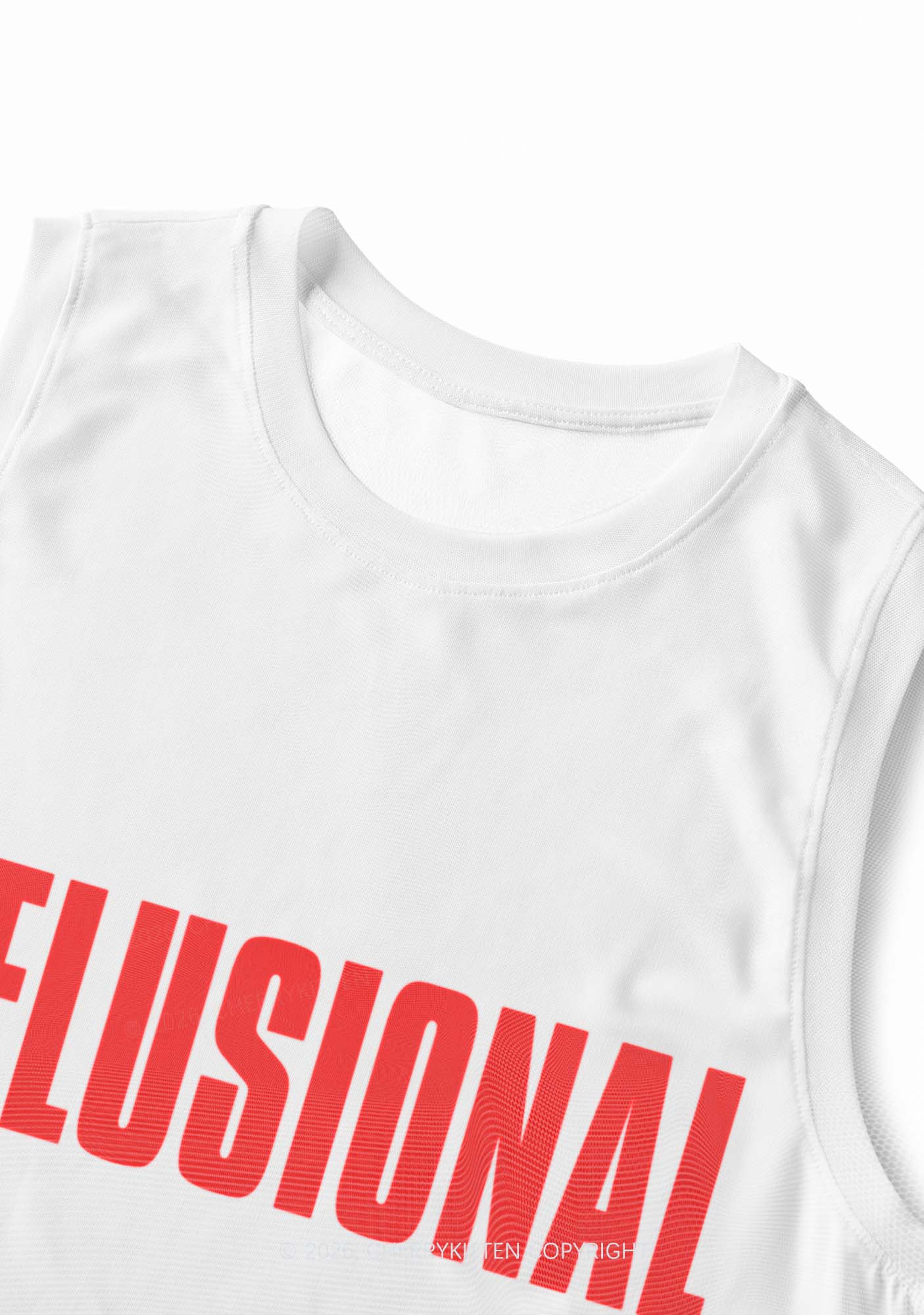 Delusional On White Y2K Mesh Muscle Tank Cherrykitten