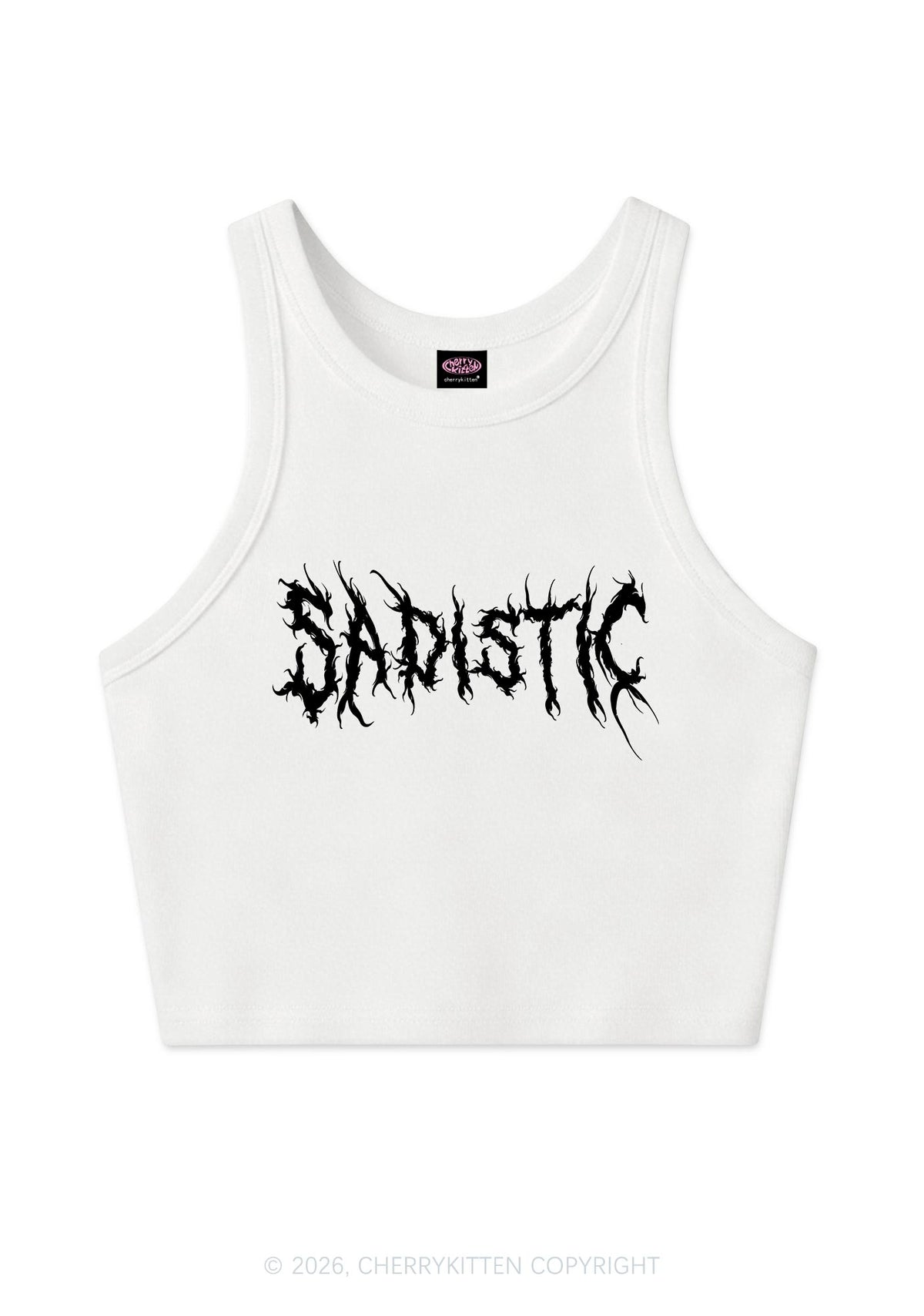 Sapistic Skull Y2K Crop Tank Top Cherrykitten