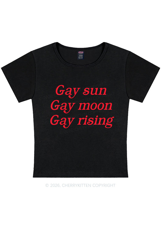 Gay Sun Moon Rising Pride Y2K Baby Tee Cherrykitten