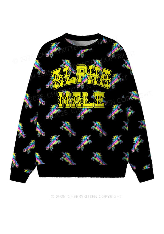 Yellow Alpha Male Y2K Christmas Knit Sweatshirt Cherrykitten