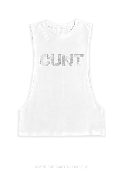 Rhinestone Cxxt Y2K Men Muscle Side Cutoff Tank Top Cherrykitten