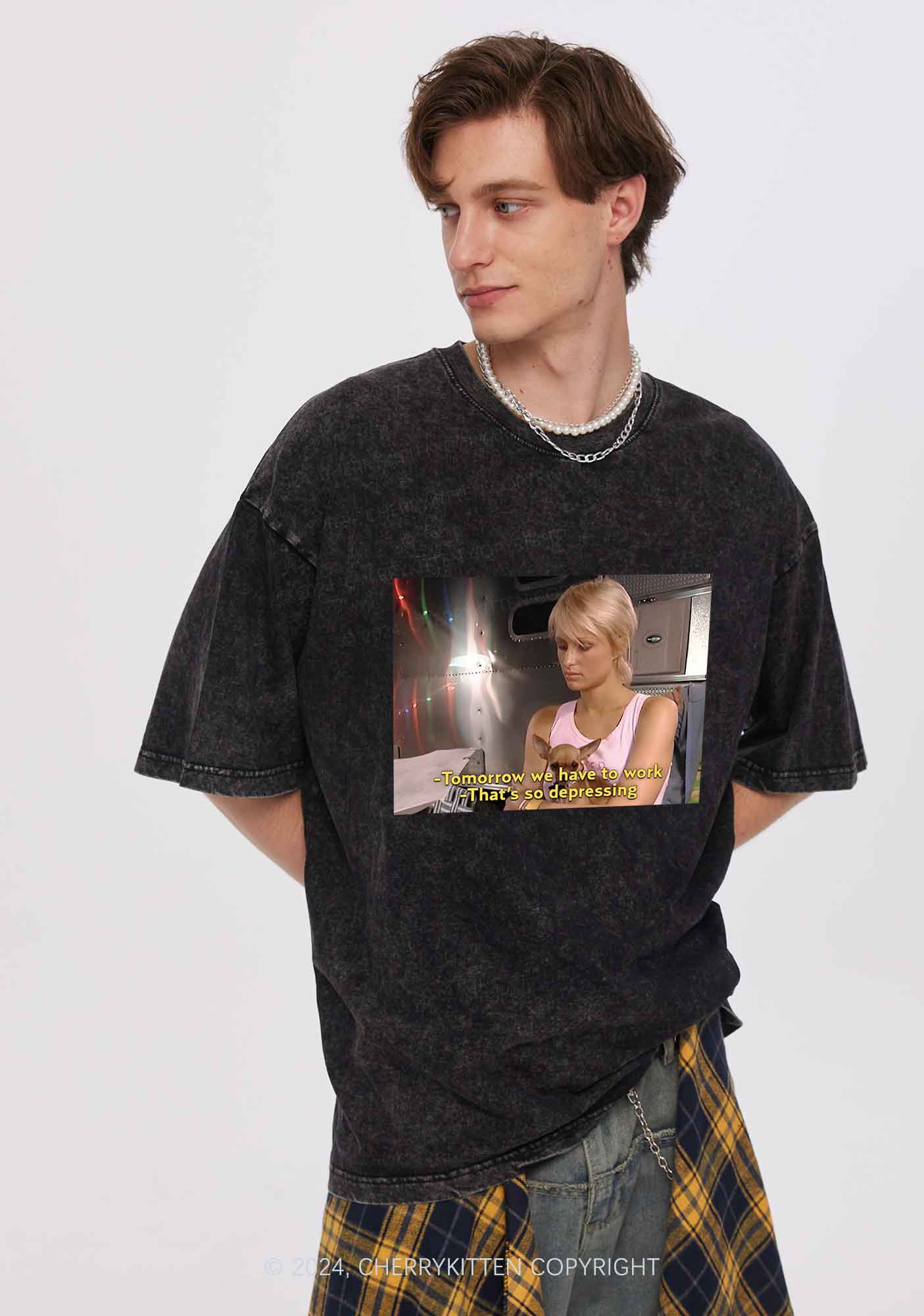 We Have To Work Y2K Washed Tee Cherrykitten