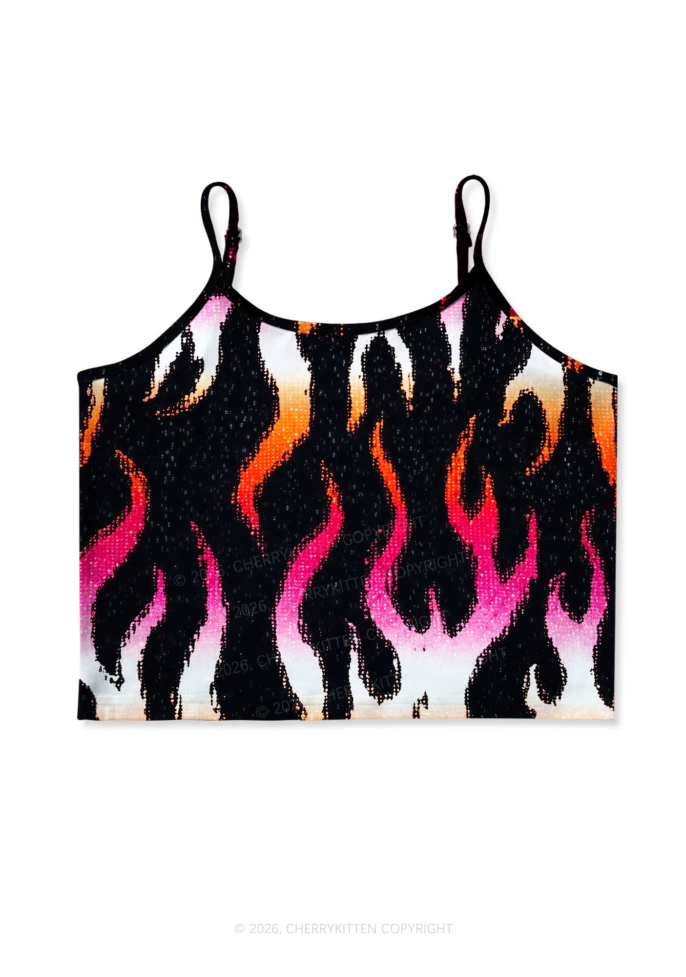 Lesbian Flame Pride Y2K Print Cami Crop Top Cherrykitten