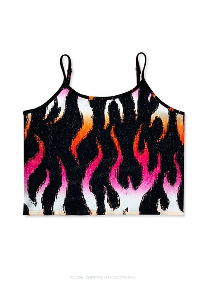 Lesbian Flame Pride Y2K Print Cami Crop Top Cherrykitten