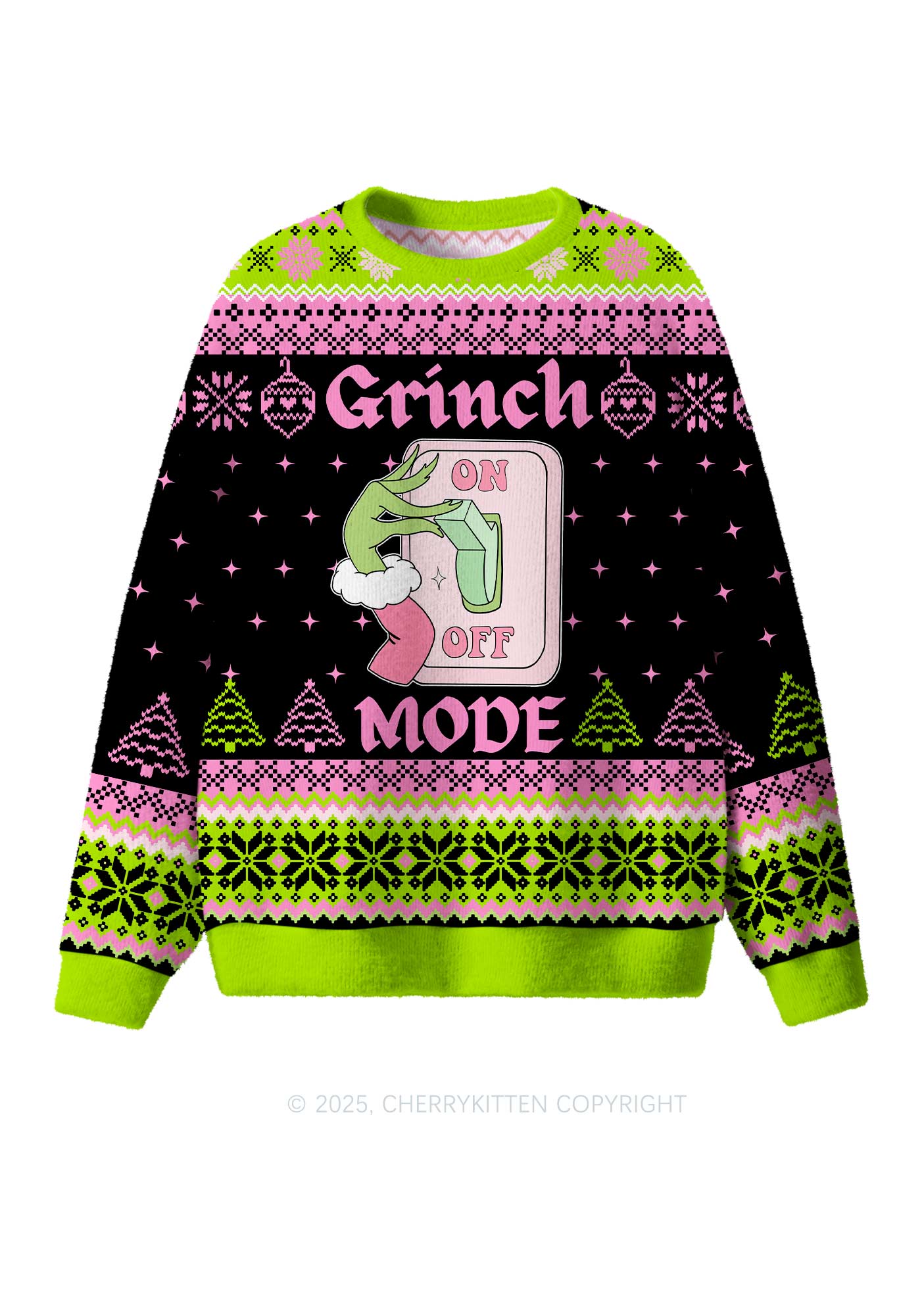 On Off Mode Y2K Christmas Knit Sweatshirt Cherrykitten