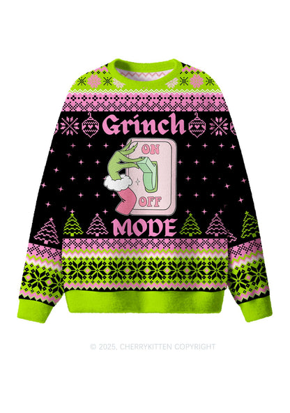 On Off Mode Y2K Christmas Knit Sweatshirt Cherrykitten
