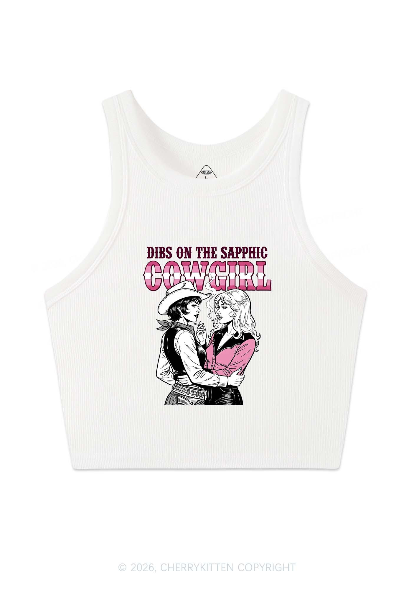 Dibs On The Sapphic Cowgirl Pride Y2K Crop Tank Top Cherrykitten