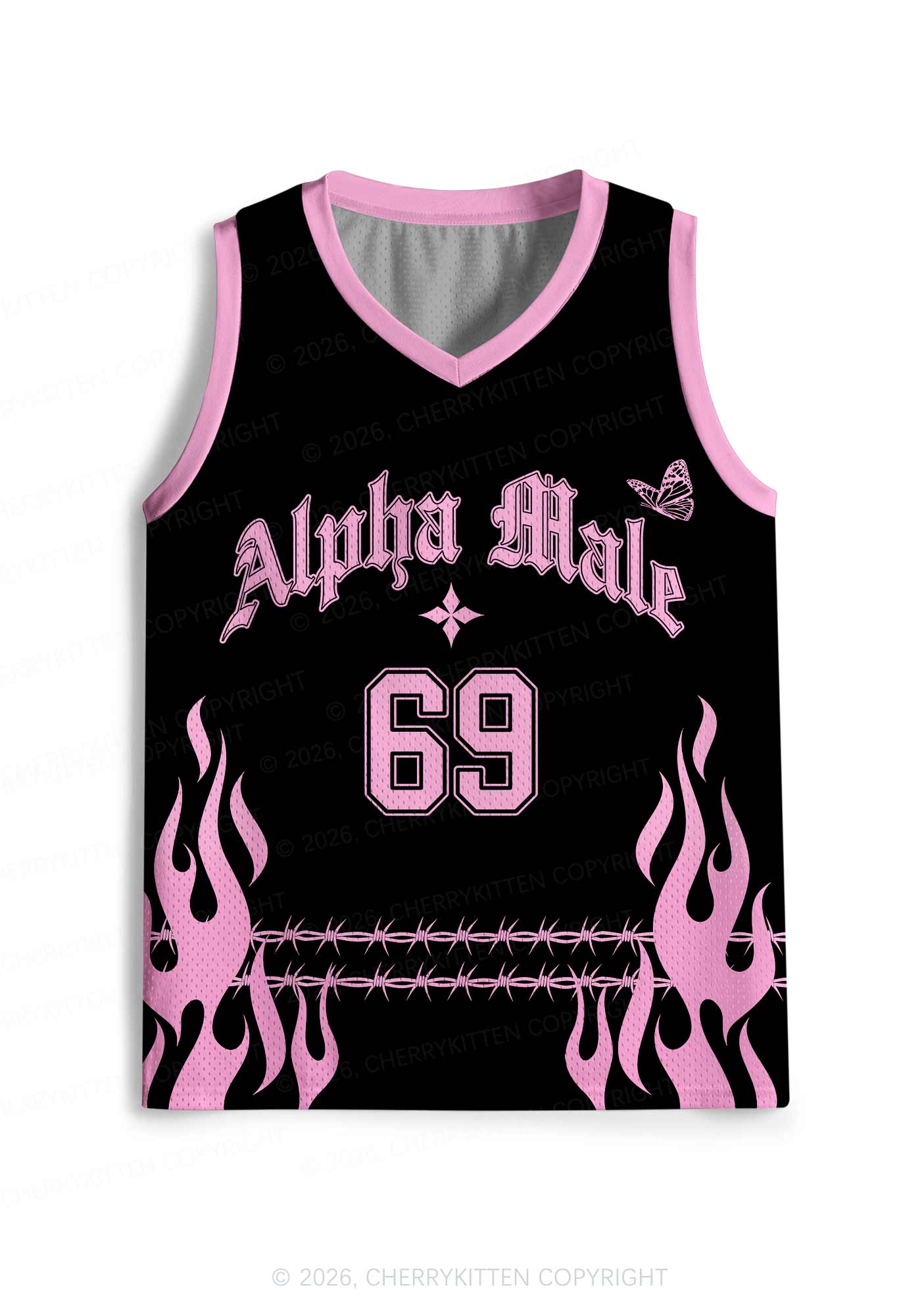 Pink Alpha Male Butterfly Pride Y2K Sport Jersey Tank Cherrykitten