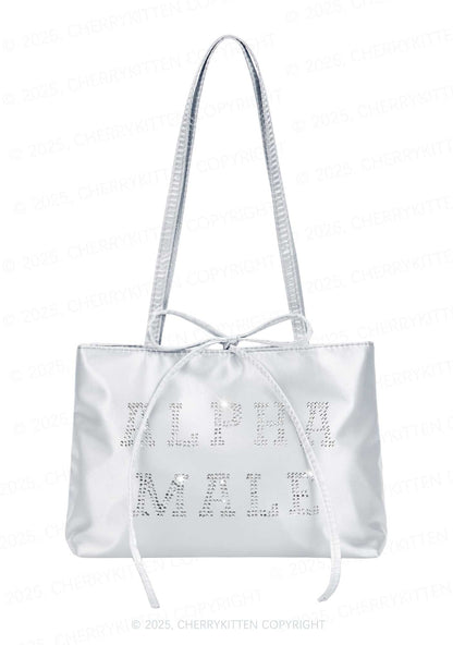 Rhinestone Alpha Male Y2K Satin Bags Cherrykitten