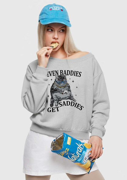 Even Baddies Get Saddies Y2K Off Shoulder Sweatshirts Cherrykitten