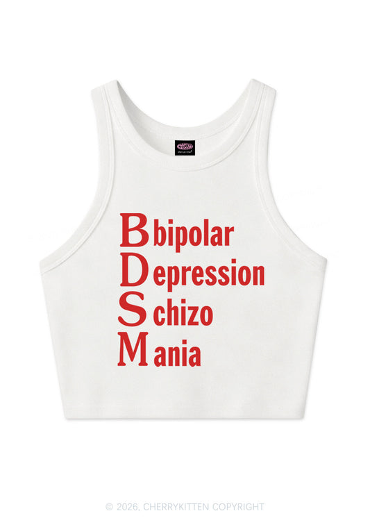 Bipolar Depression Schizo Mania Y2K Crop Tank Top Cherrykitten