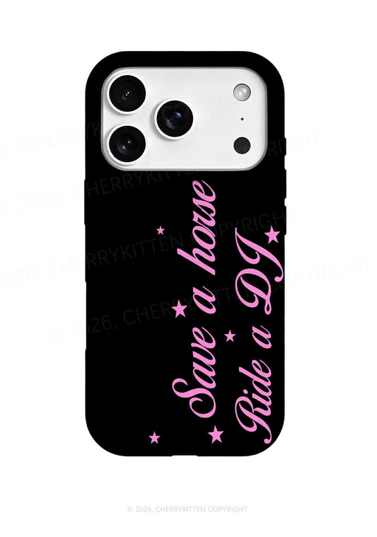 Black Save Horse Ride DJ Y2K Phone Case Cherrykitten