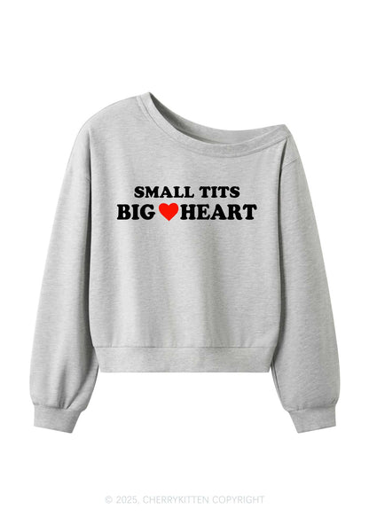 Small But Big Heart Y2K Off Shoulder Sweatshirts Cherrykitten