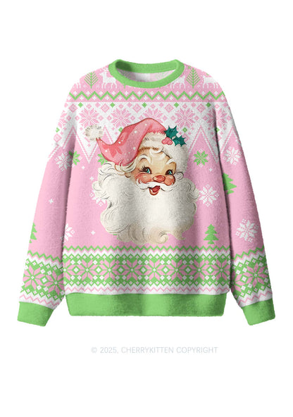 Smiling Santa Claus Y2K Christmas Knit Sweatshirt Cherrykitten