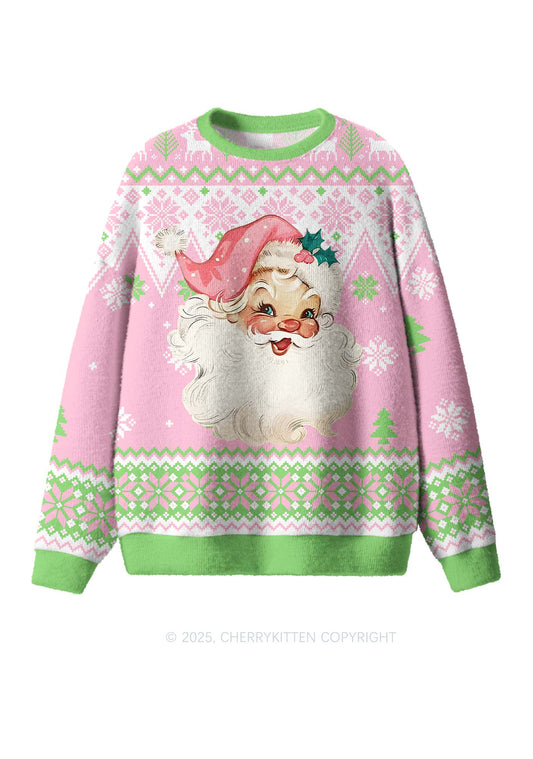 Smiling Santa Claus Y2K Christmas Knit Sweatshirt Cherrykitten