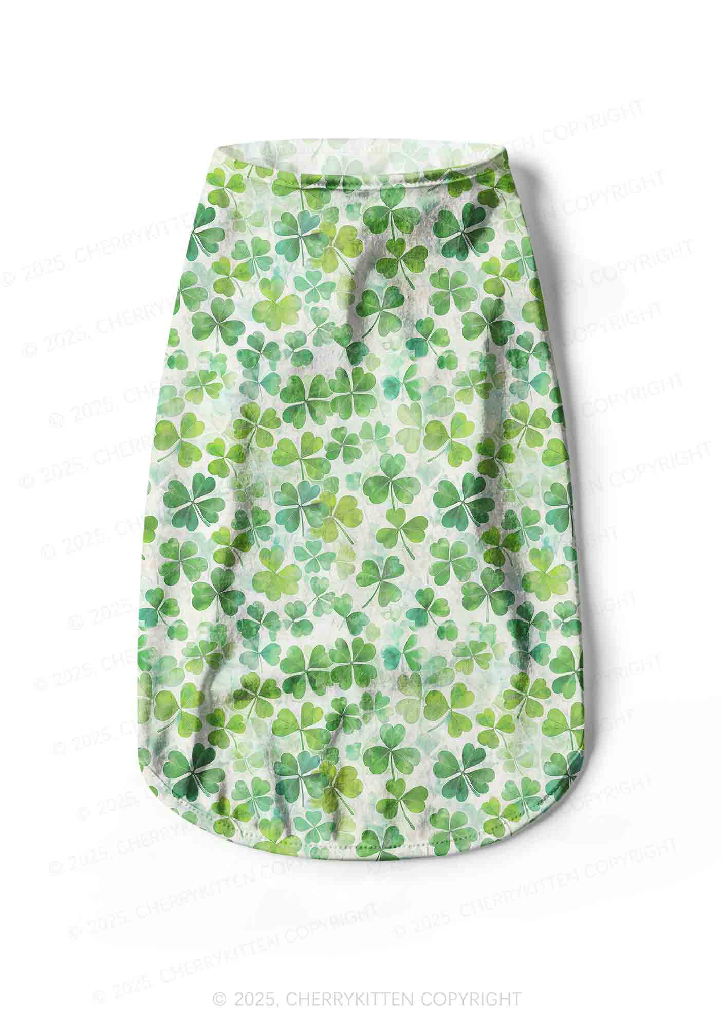 Green Shamrock Y2K Pet Tank Top Cherrykitten