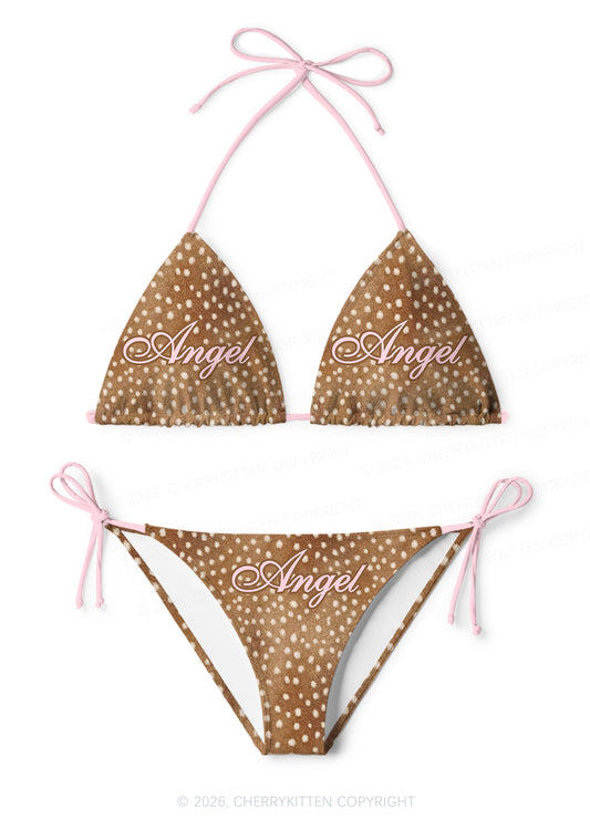 Angel Deer Spots Y2K Print Bikini Set Cherrykitten