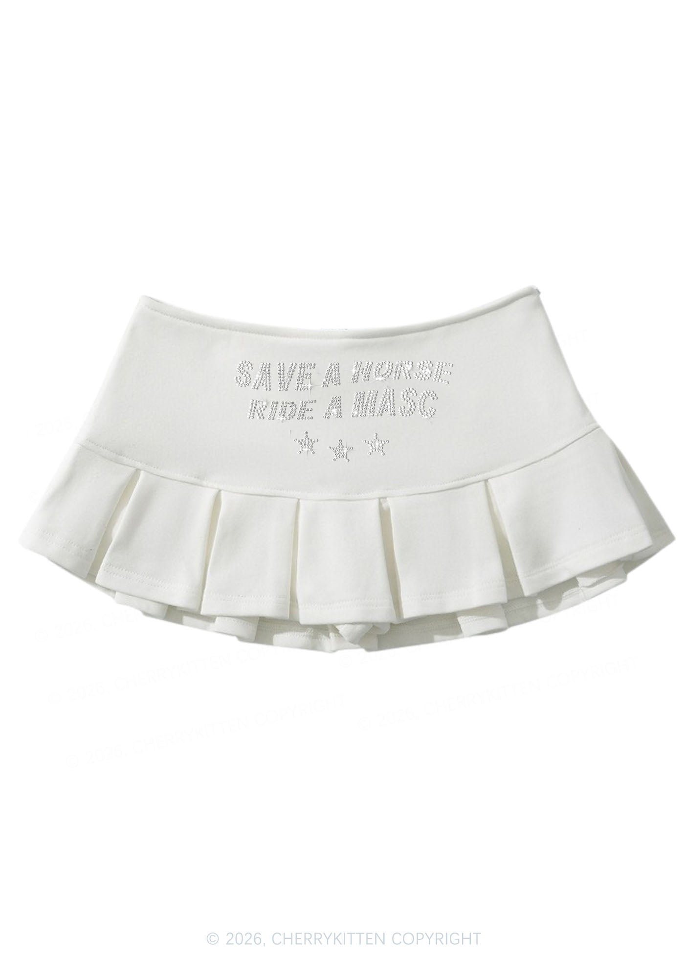 Rhinestone Ride A Masc Pride Y2K Mini Pleated Skirts Cherrykitten