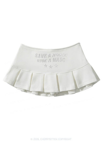 Rhinestone Ride A Masc Pride Y2K Mini Pleated Skirts Cherrykitten