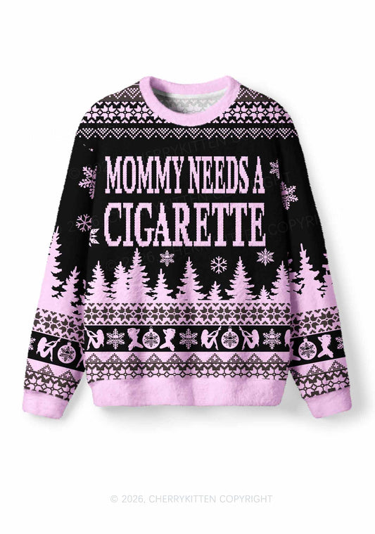 Mommy Needs A Cigarette Y2K Knit Sweatshirt Cherrykitten
