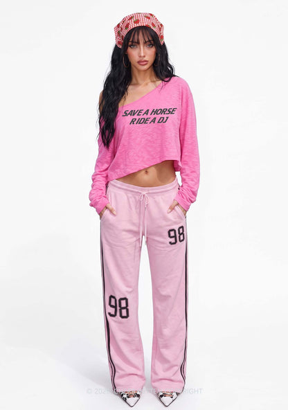 Ride A DJ Y2K Off Shoulder Long Sleeve Crop Top Cherrykitten