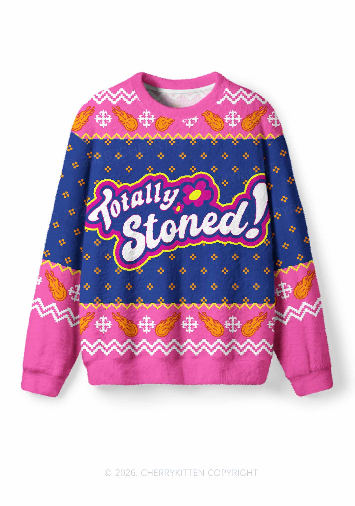 Totally Stoned Y2K Christmas Knit Sweatshirt Cherrykitten